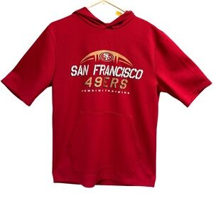NFL San Francisco 49ers Red and Gold Short Sleeve Hoodie Small